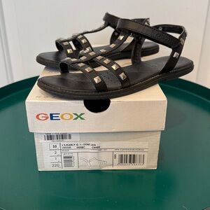 Geox Black Sandals with Silver Accents
